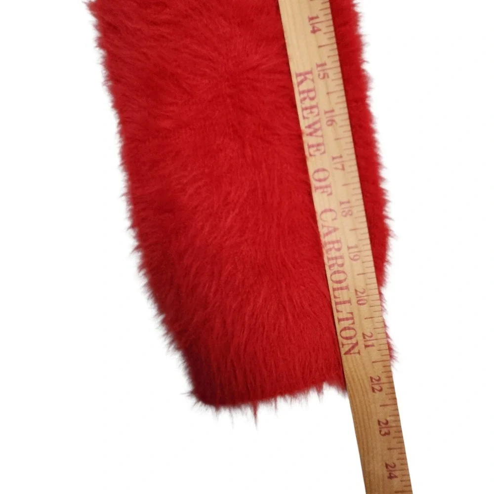 Jacquie The Label Fuzzy Cropped Cardigan M Red Rhinestone Bow Coquette Holiday